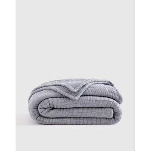 NWT Quince Organic Cotton Channel Stitch Coverlet – King Size, Blue (No Shams)